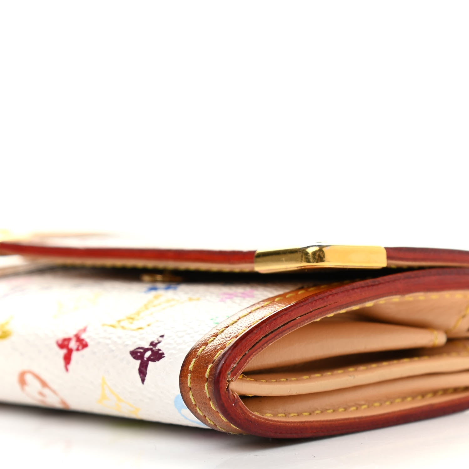 Louis Vuitton Monogram Multicolor Porte-Monnaie Plat Coin Purse White 8 of 12