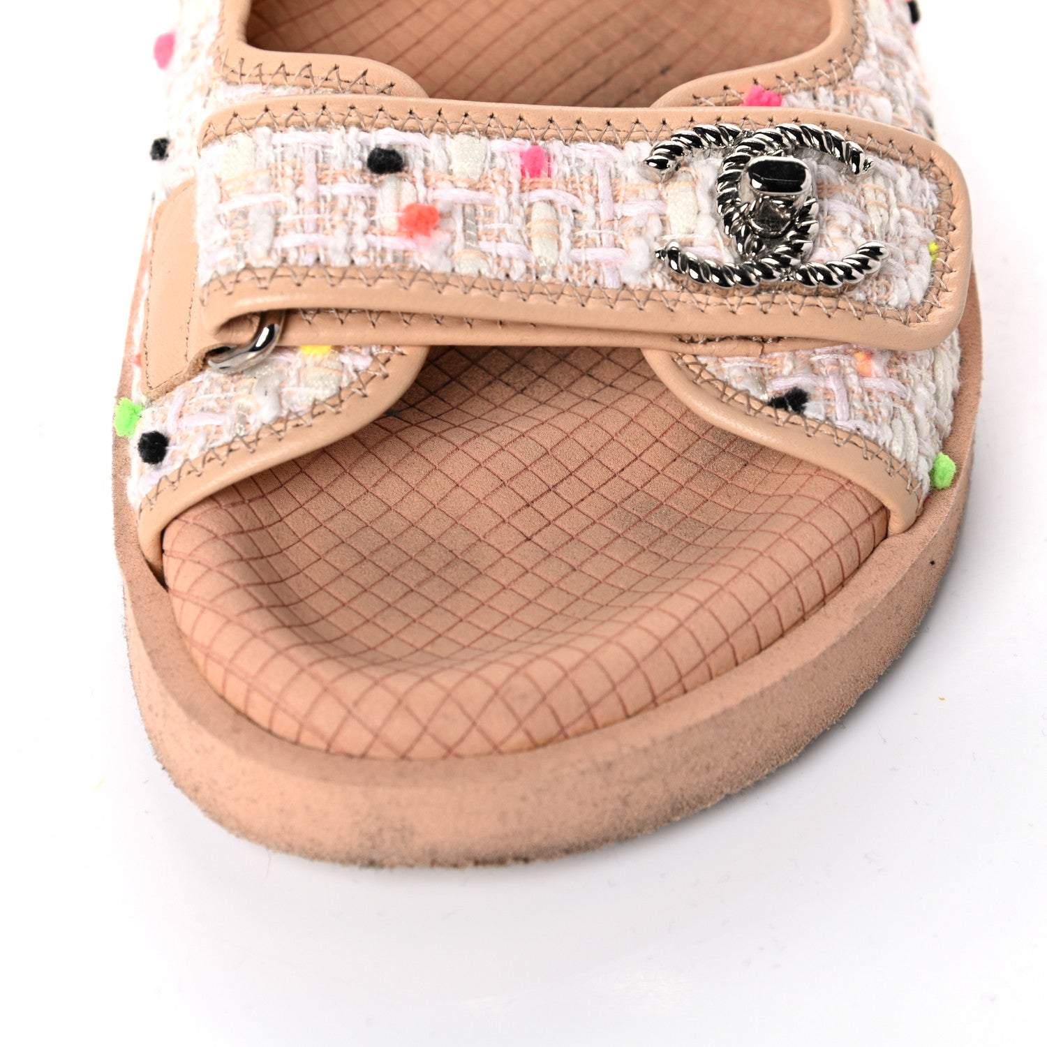 Chanel Tweed Lambskin Dad Sandals 39 Pink Multicolor 8 of 13