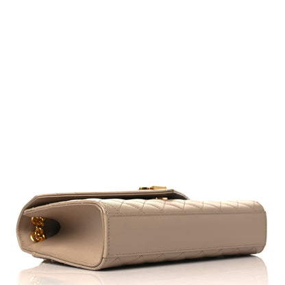 Saint Laurent Grain De Poudre Textured Mixed Matelasse Medium Triquilt Monogram Satchel Dark Beige 4 of 9