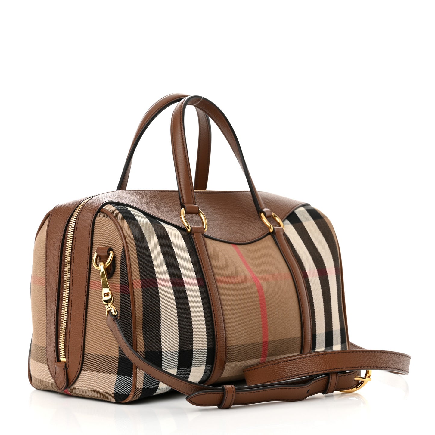 House Check Derby Calfskin Medium Alchester Bowling Bag Tan