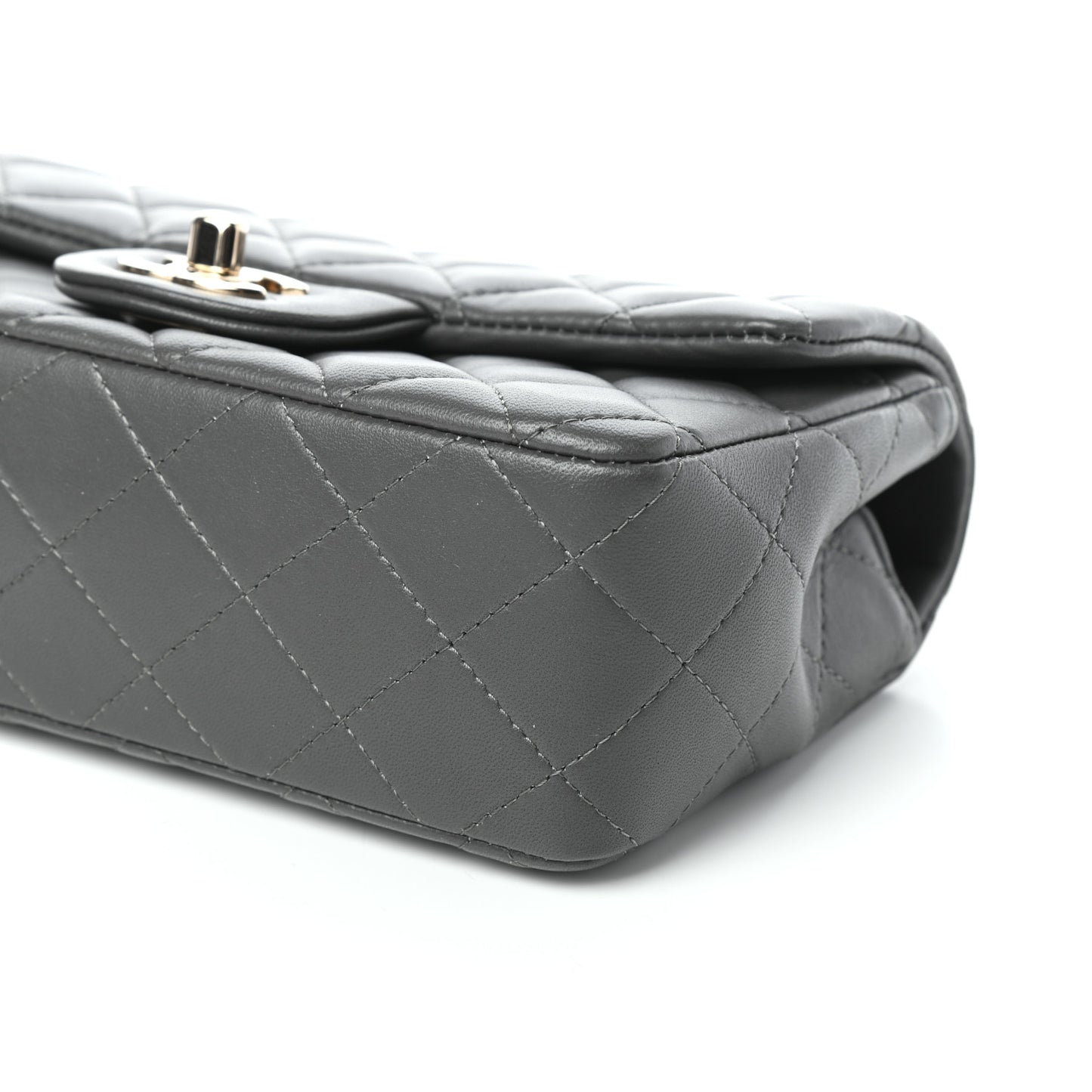 Lambskin Quilted Mini Rectangular Flap Grey