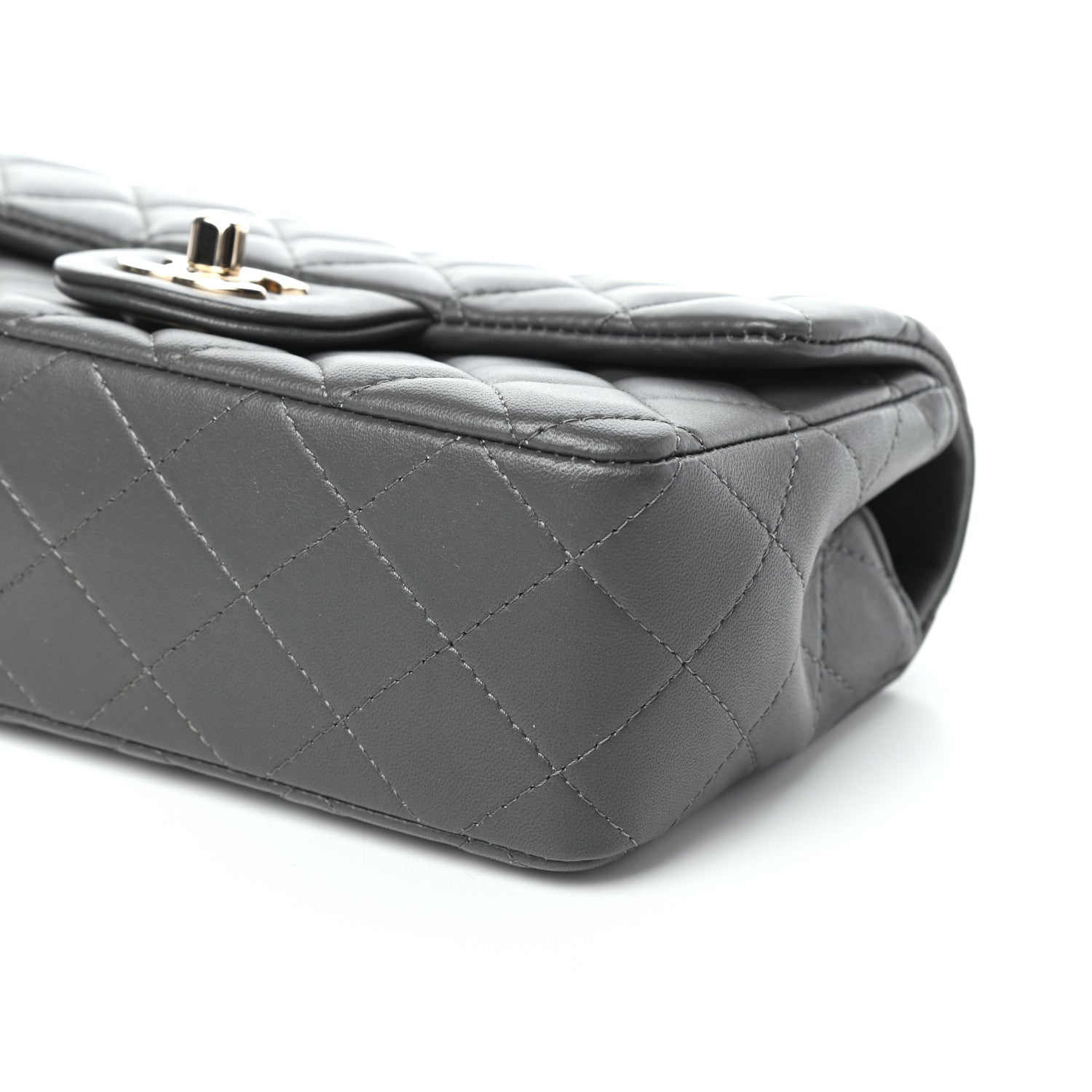 Chanel Lambskin Quilted Mini Rectangular Flap Grey 9 of 10