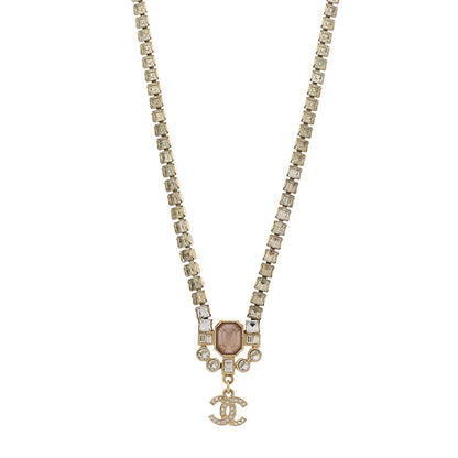 Chanel Crystal CC Pendant Choker Gold Pink 1 of 5