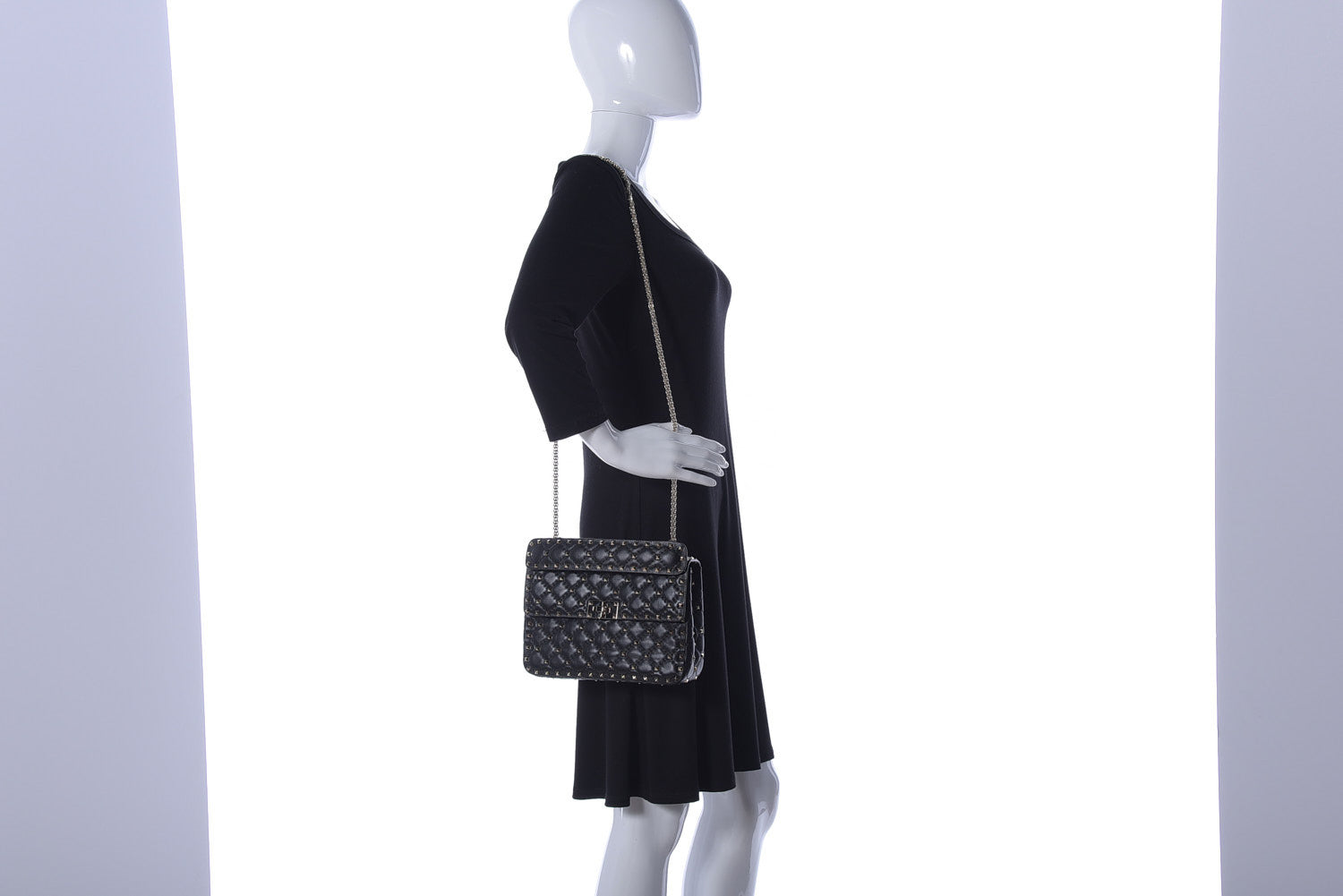 Valentino Garavani Lambskin Medium Rockstud Spike Shoulder Bag Black 2 of 13