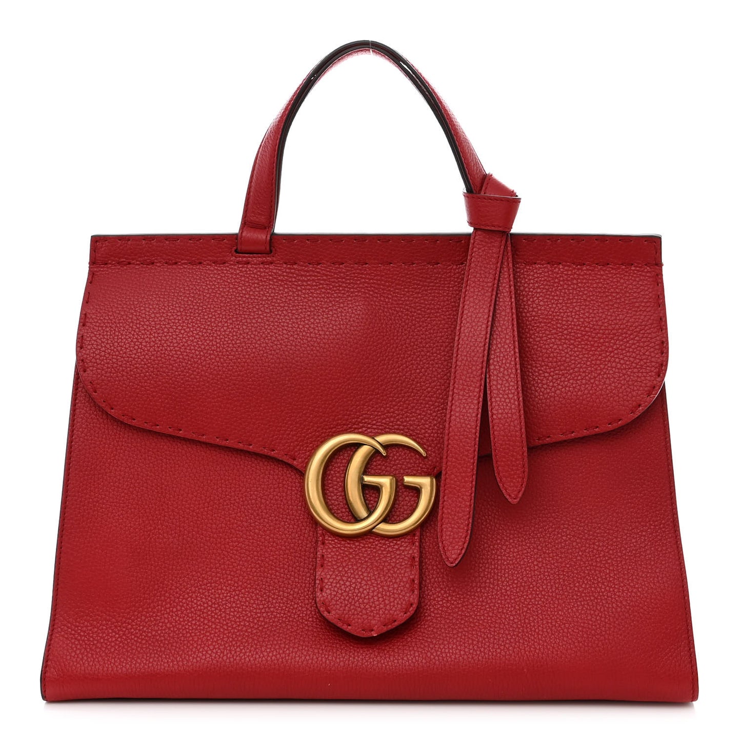 Calfskin Medium GG Marmont Top Handle Bag Vulcanic Red