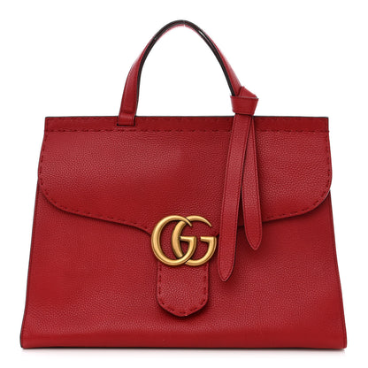 Gucci Calfskin Medium GG Marmont Top Handle Bag Vulcanic Red 1 of 11