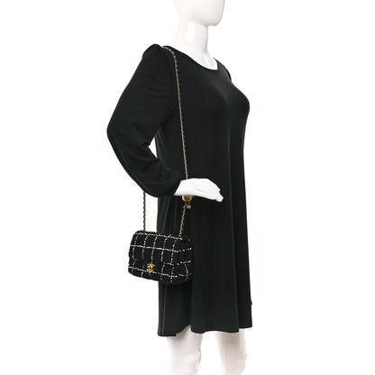 Chanel Tweed Quilted Mini Square Pearl Crush Flap Black 2 of 12