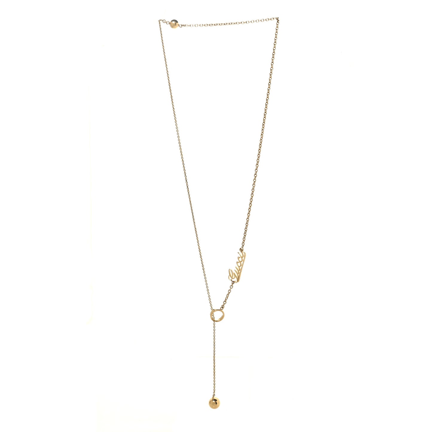 Metal Logo Lariat Necklace Gold