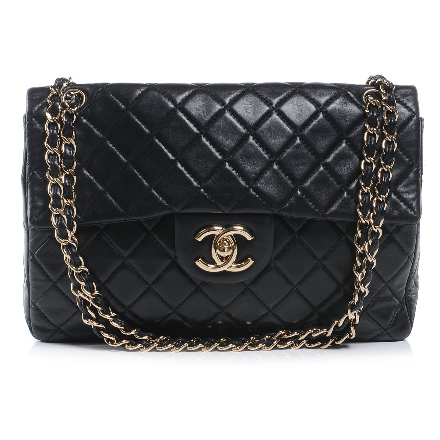 Lambskin Maxi Single Flap Black
