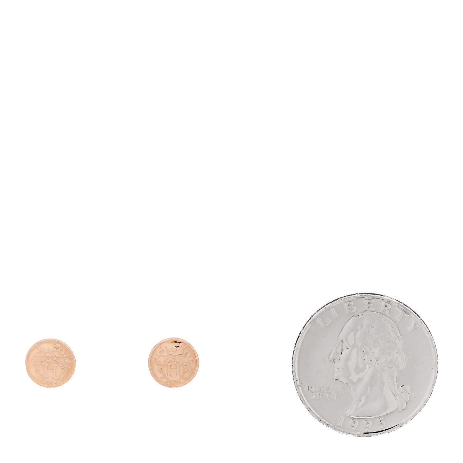 Hermes 18K Rose Gold TPM Ex-Libris Stud Earrings 2 of 5