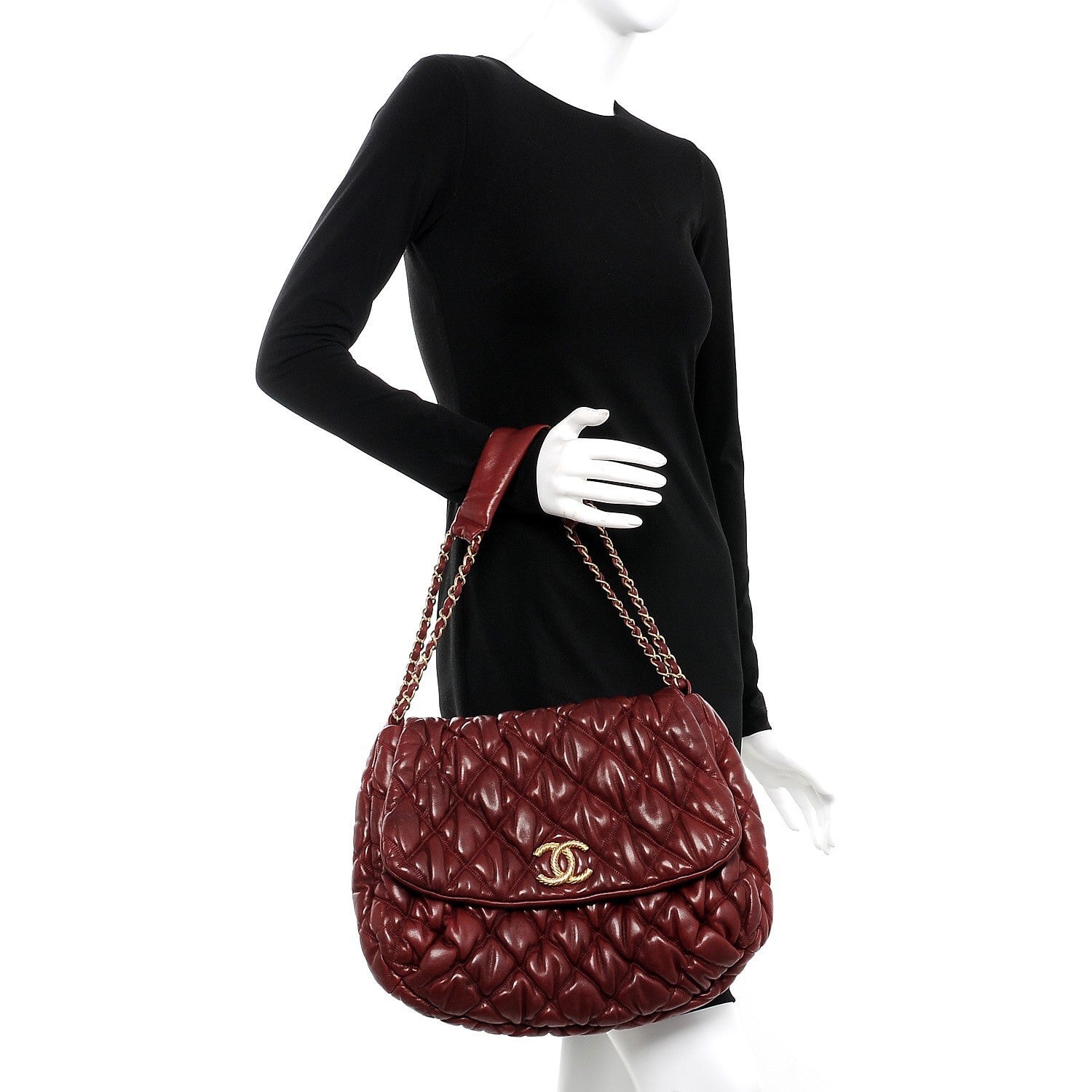 Chanel Calfskin Bubble Quilt Flap Bag Red 2 of 10