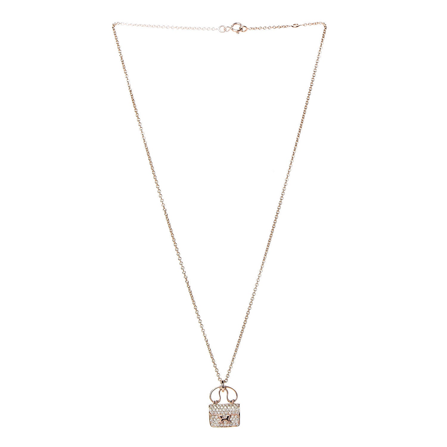 Hermes 18K Rose Gold Diamond Constance Amulette Pendant Necklace 3 of 7