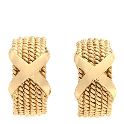 Tiffany 18K Yellow Gold Schlumberger Rope Six-Row Clip-On Earrings 1 of 4