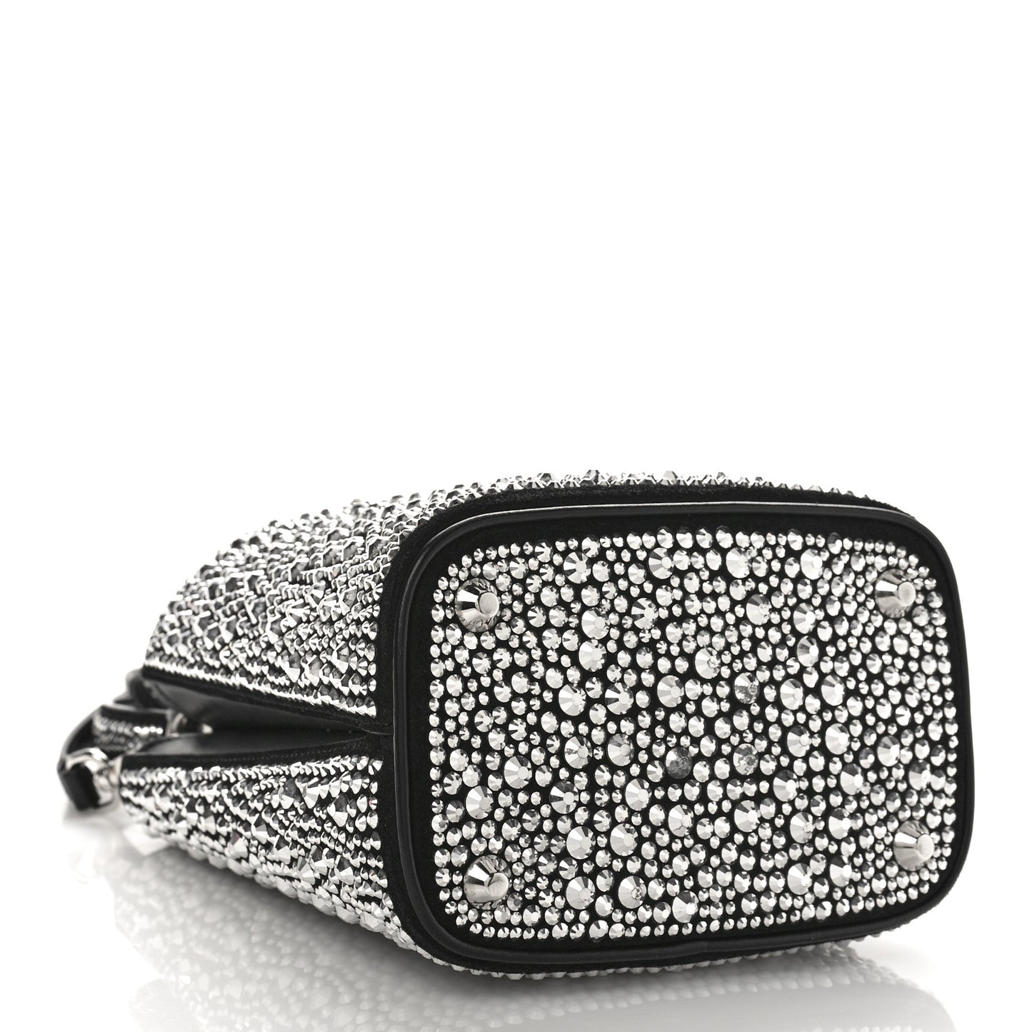 Satin Crystal Small Panier Bucket Bag Metal