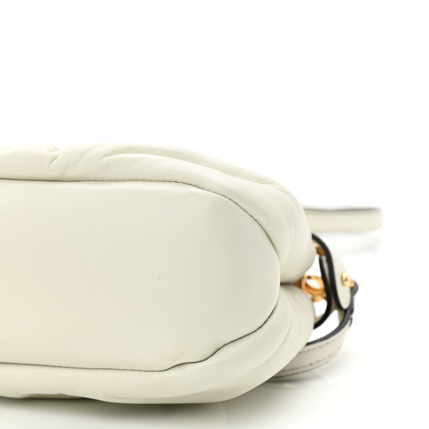Shiny Nappa Small Peekaboo Click Bag White