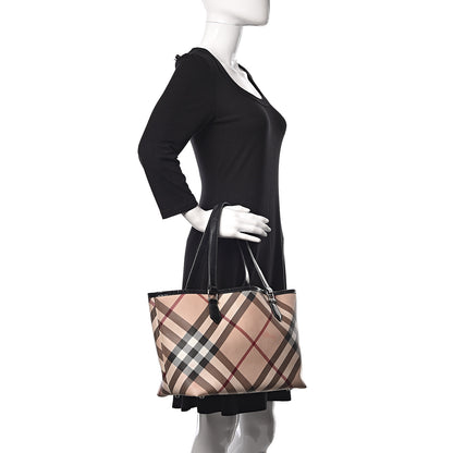Burberry Patent Supernova Check Small Stanton Tote Black 2 of 19