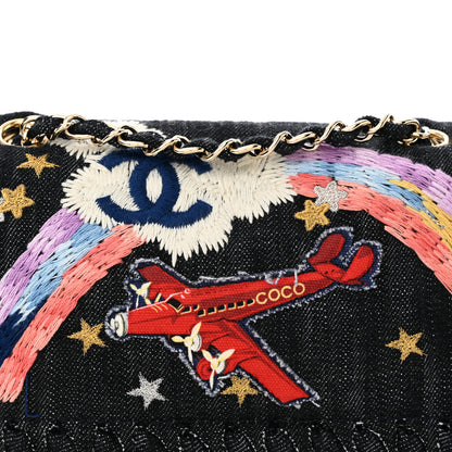 Chanel Denim Embroidered Night Flight Reissue Flap Blue 8 of 11