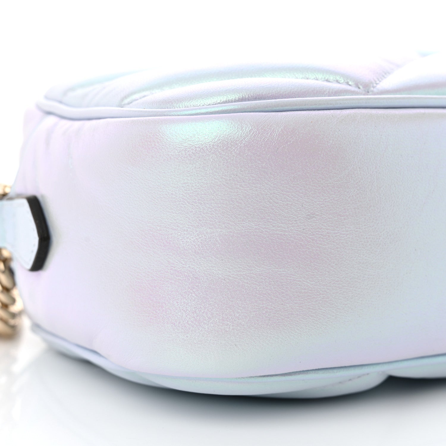 Gucci Iridescent Nappa Chevron Matelasse Small GG Marmont Chain Shoulder Bag Iridescent Snow Light Blue 9 of 10