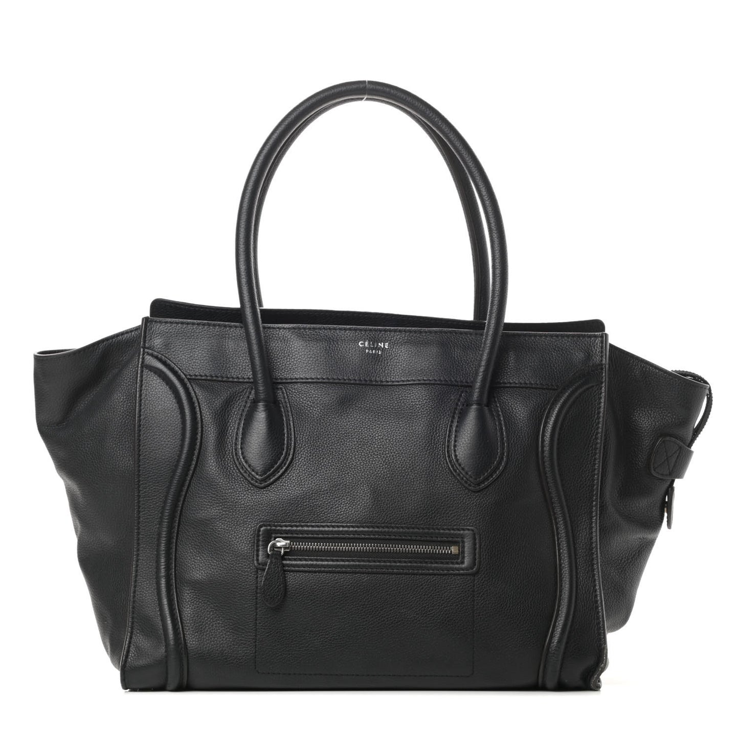 Drummed Calfskin Shoulder Luggage Black