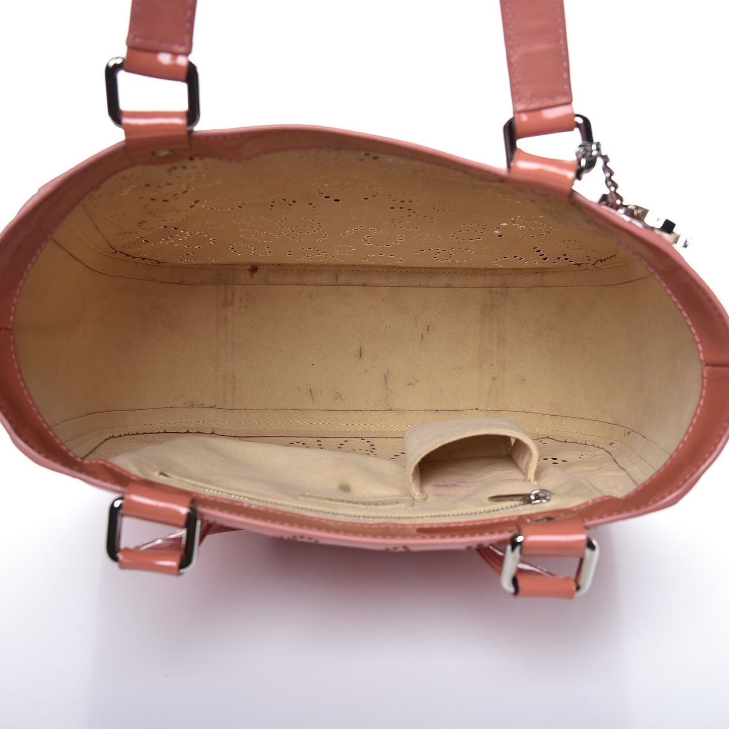 Patent Perforated CC No 5 Tote Coral
