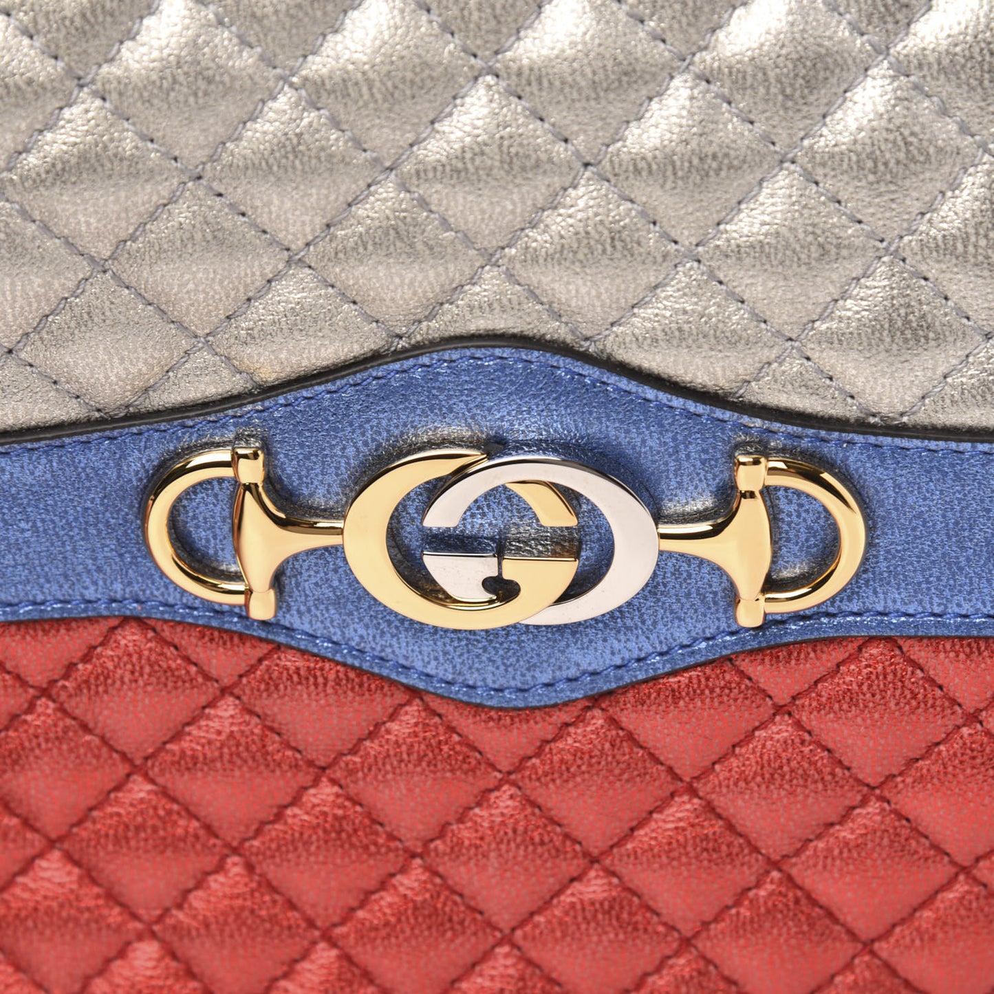 Laminated Nappa Trapuntata Small Zumi Shoulder Bag Rosso Marine Argento