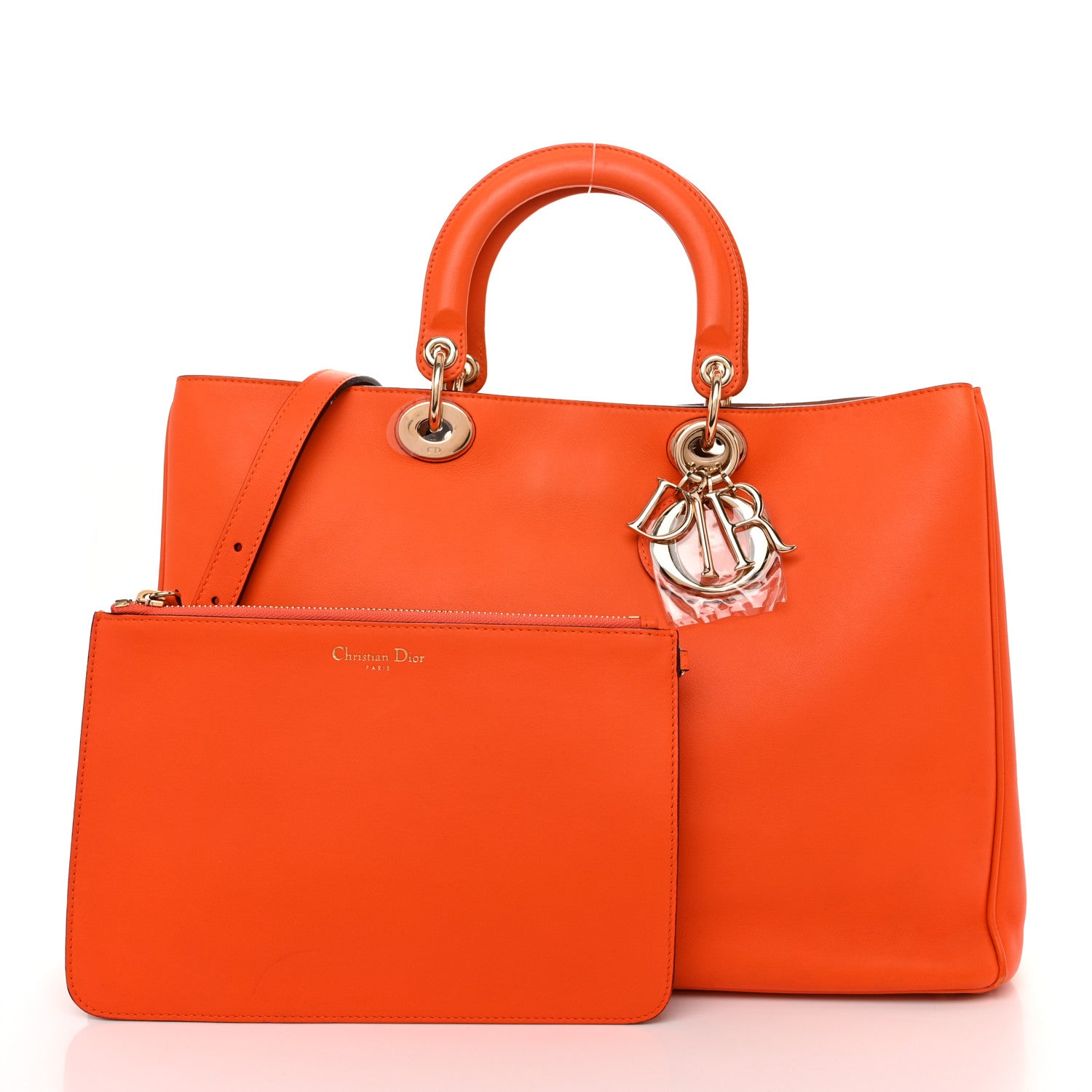 Christian Dior Smooth Calfskin Large Diorissimo Tote Orange 3 of 13