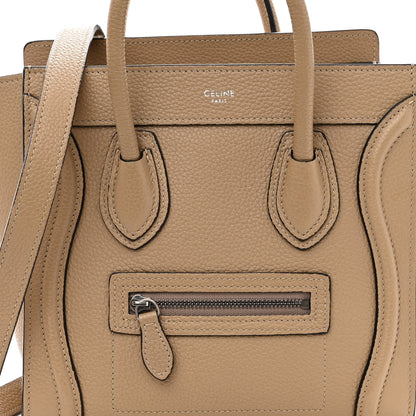 Celine Drummed Calfskin Nano Luggage Dune 7 of 10