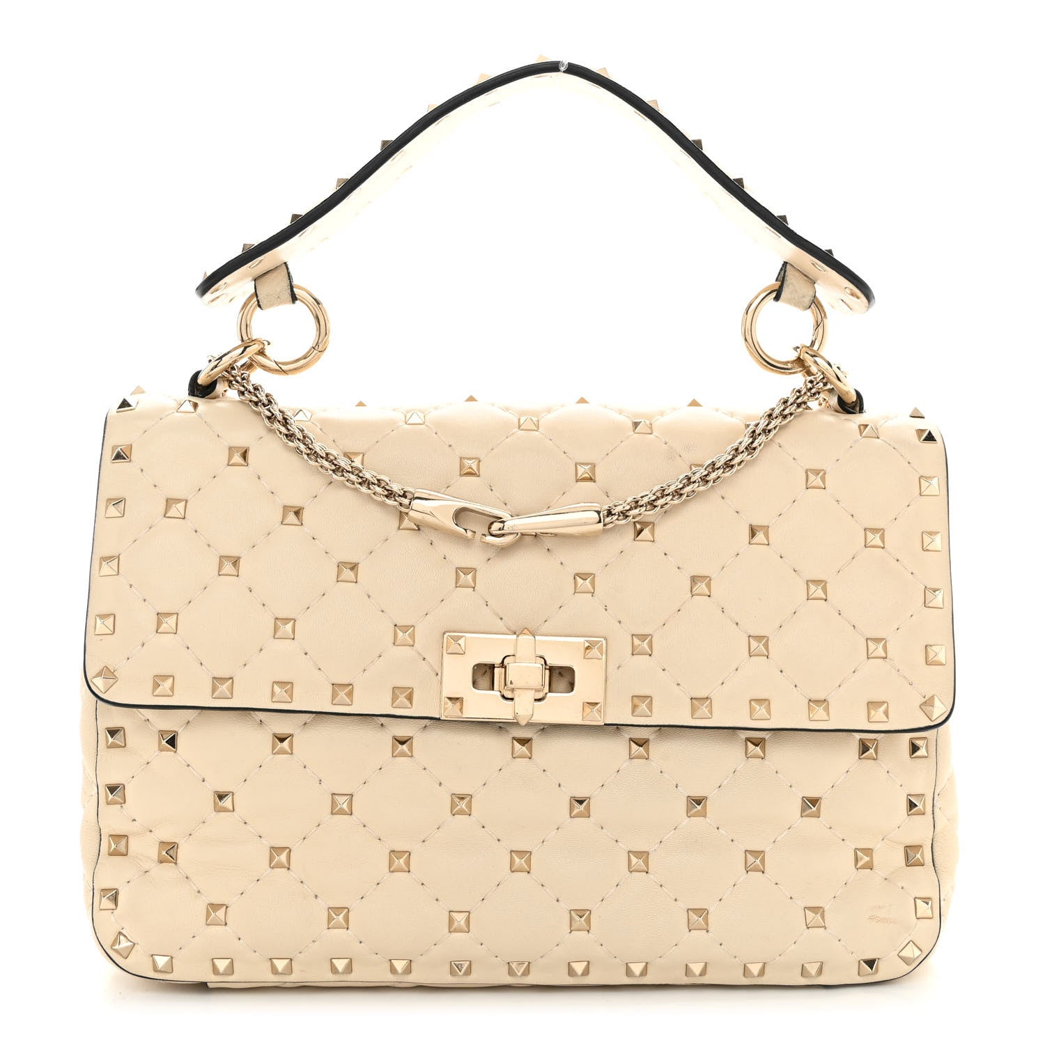 Valentino Garavani Nappa Medium Rockstud Spike Shoulder Bag Light Ivory 1 of 11