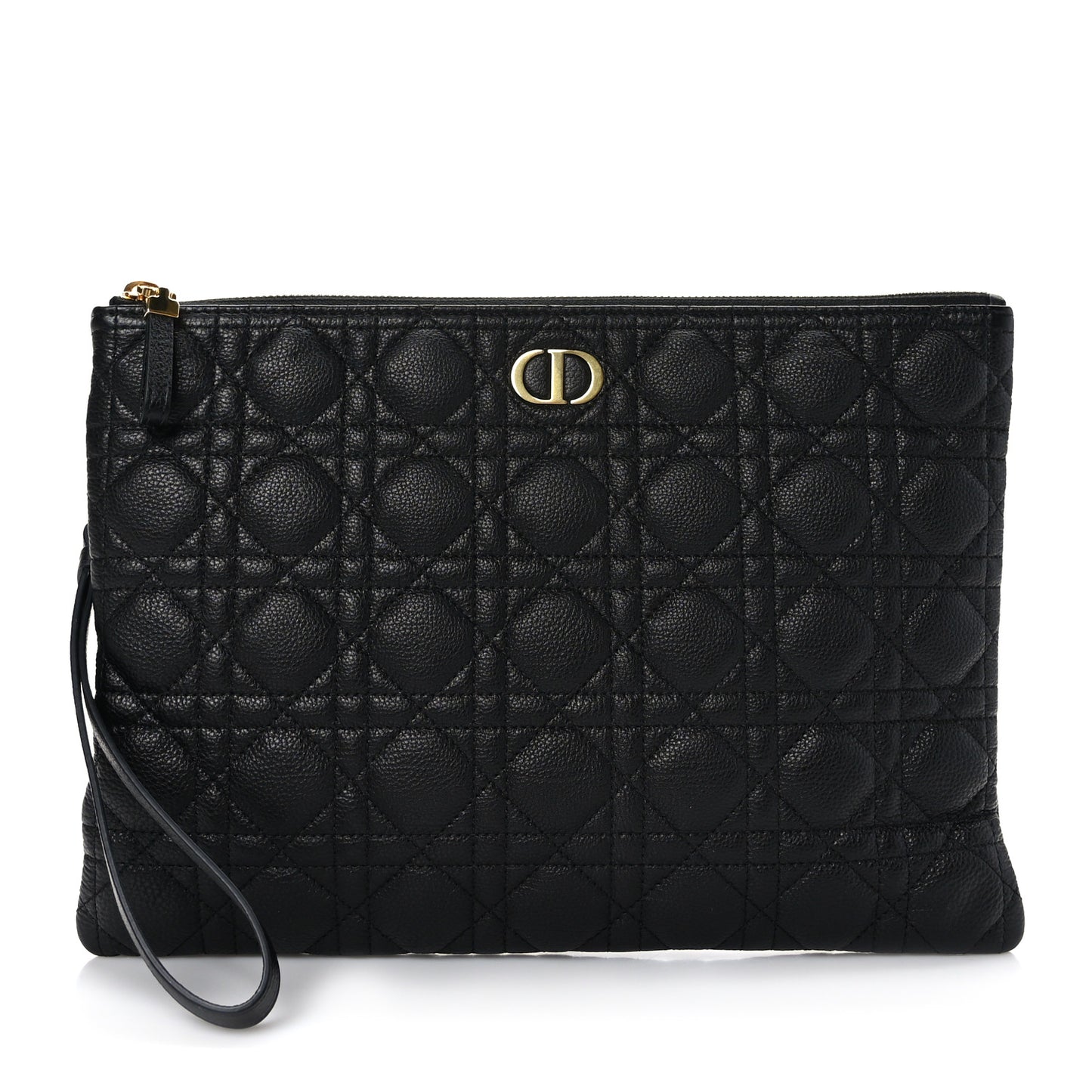 Grained Calfskin Cannage Large Caro Daily Pouch Black