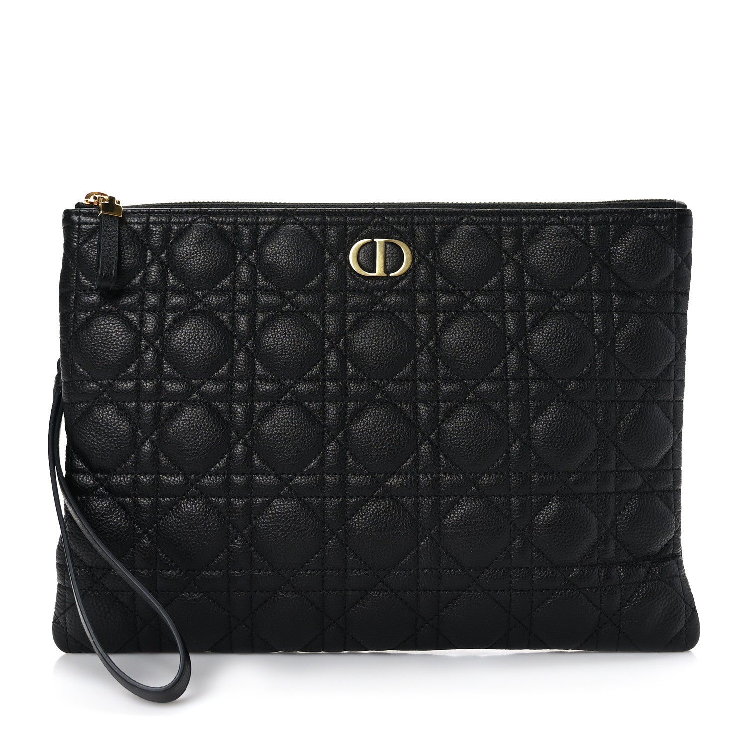 Christian Dior Grained Calfskin Cannage Large Caro Daily Pouch Black 1 of 8