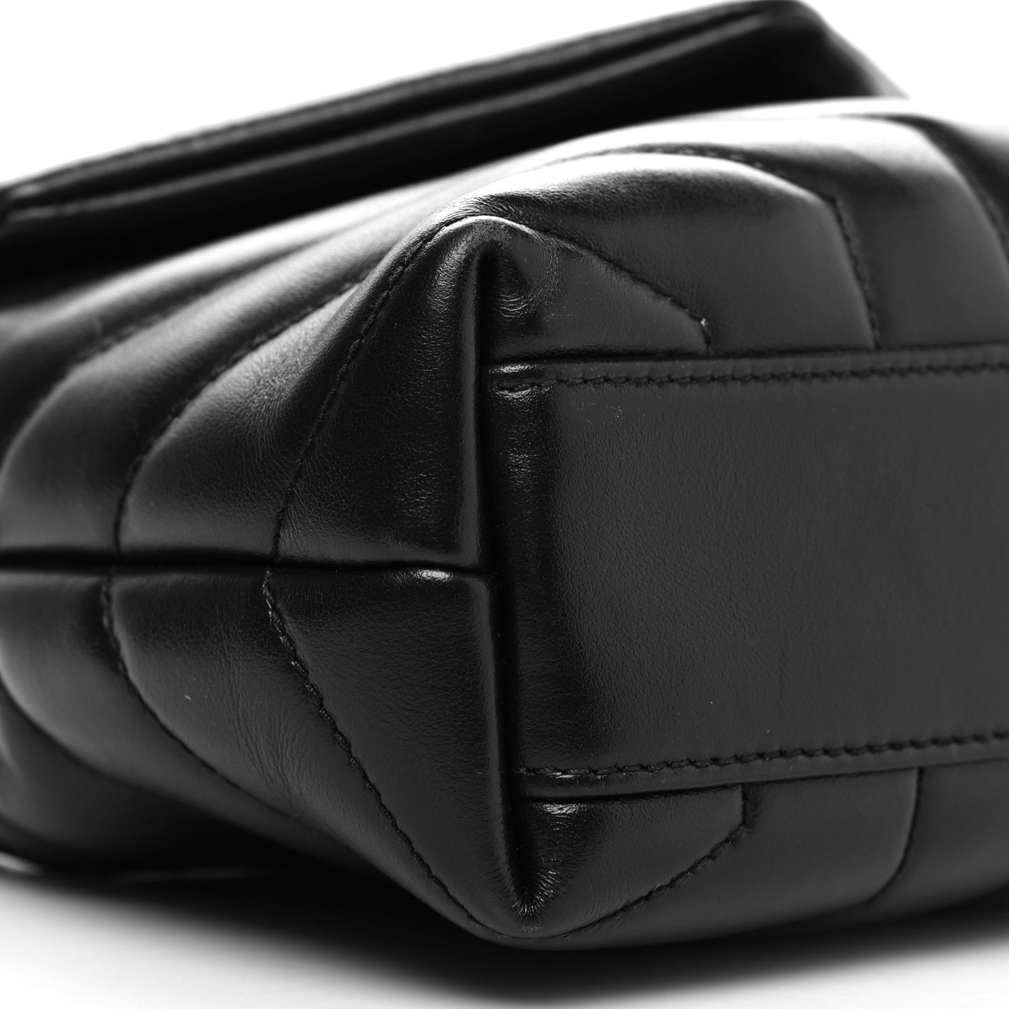 Calfskin Y Quilted Monogram Monochrome Toy Loulou Crossbody Bag Black