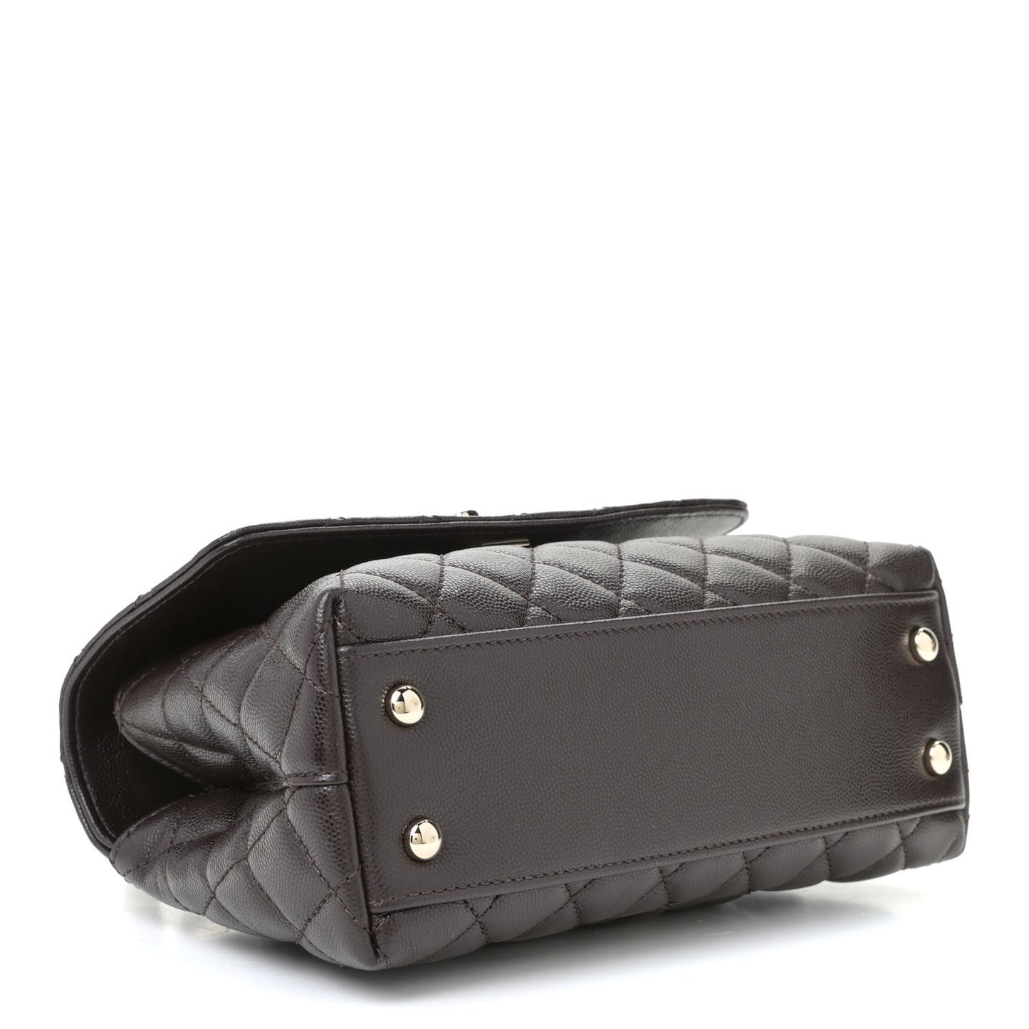 Caviar Quilted Mini Coco Handle Flap Dark Brown