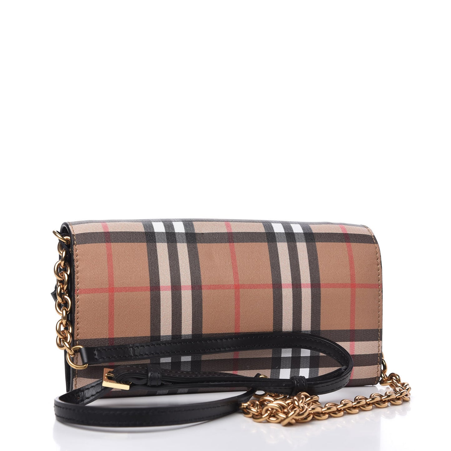 Vintage Check Henley Wallet On Chain Black