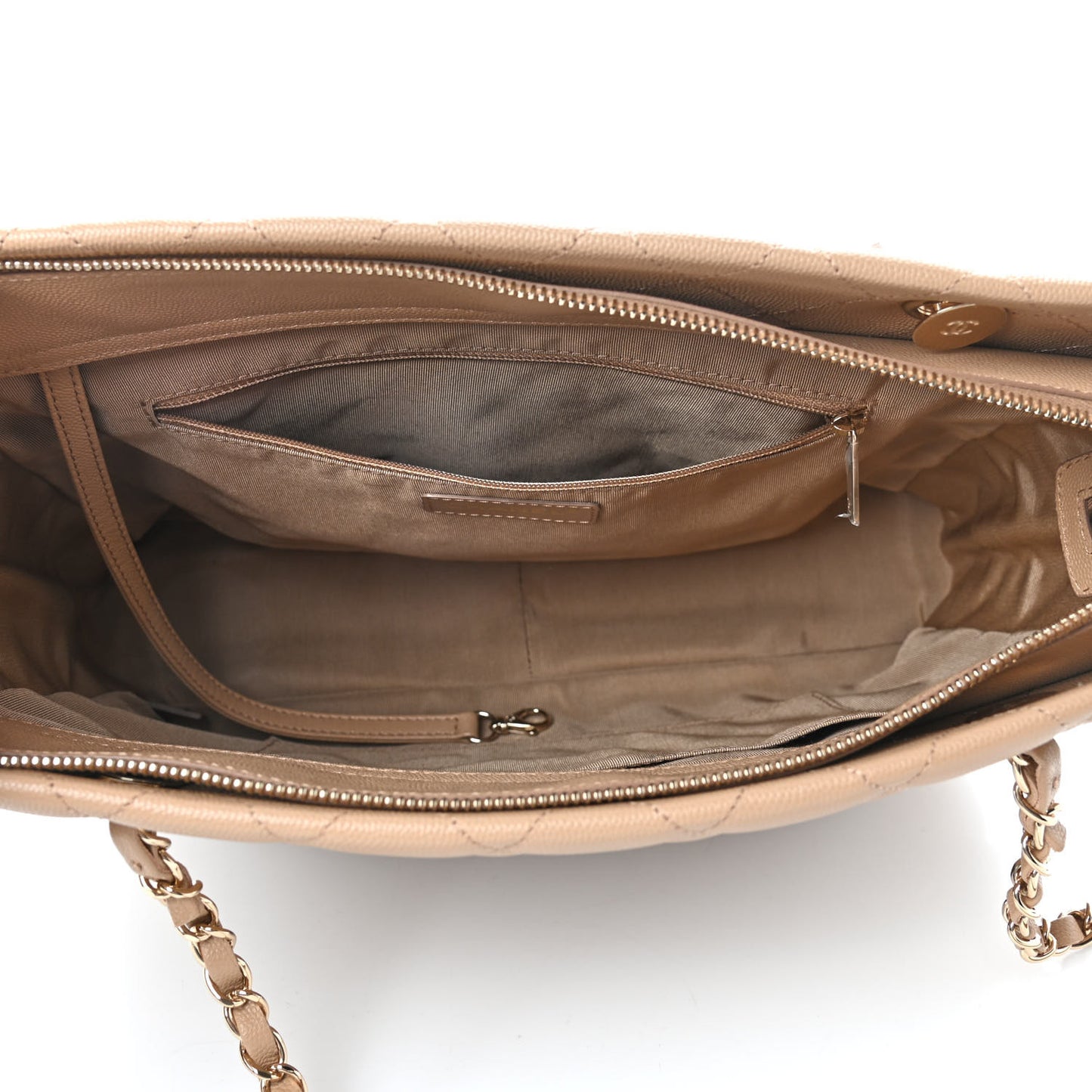 Caviar Quilted Rolled Up Tote Beige