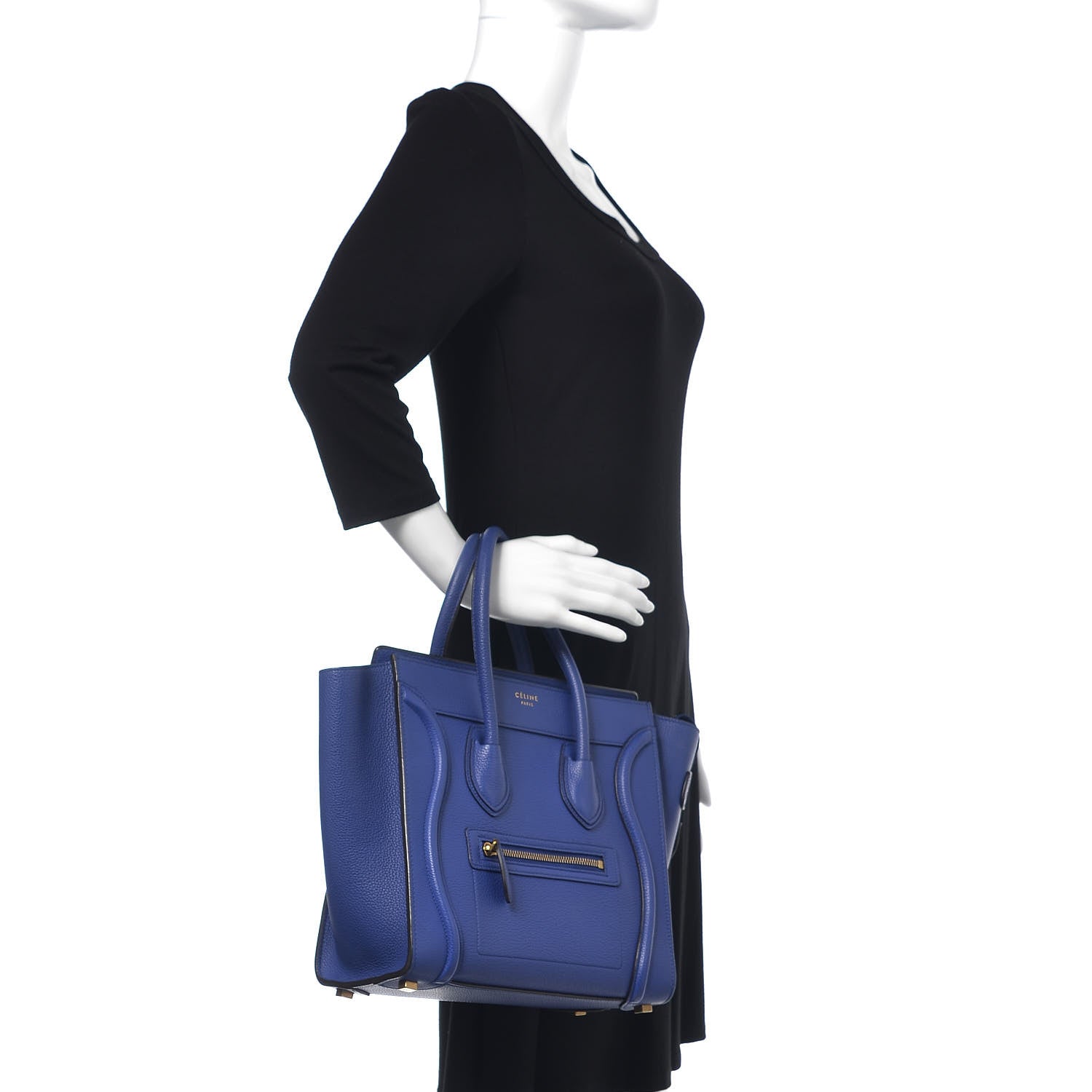 Celine Drummed Calfskin Micro Luggage Indigo 2 of 11