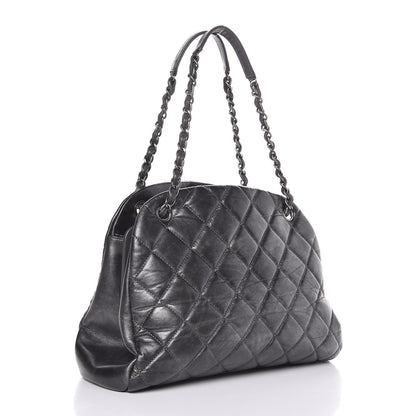 Chanel Glazed Calfskin Quilted Large Just Mademoiselle Bowling Bag Grey 3 of 7