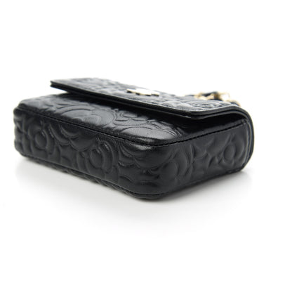 Chanel Caviar Camellia Embossed Chain Belt Bag Black 7 of 12