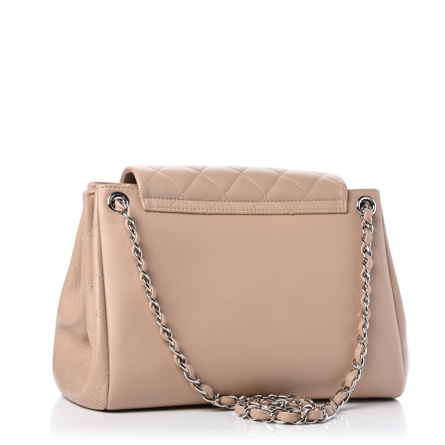 Chanel Lambskin Quilted CC Accordion Shopping Bag Beige 3 of 11