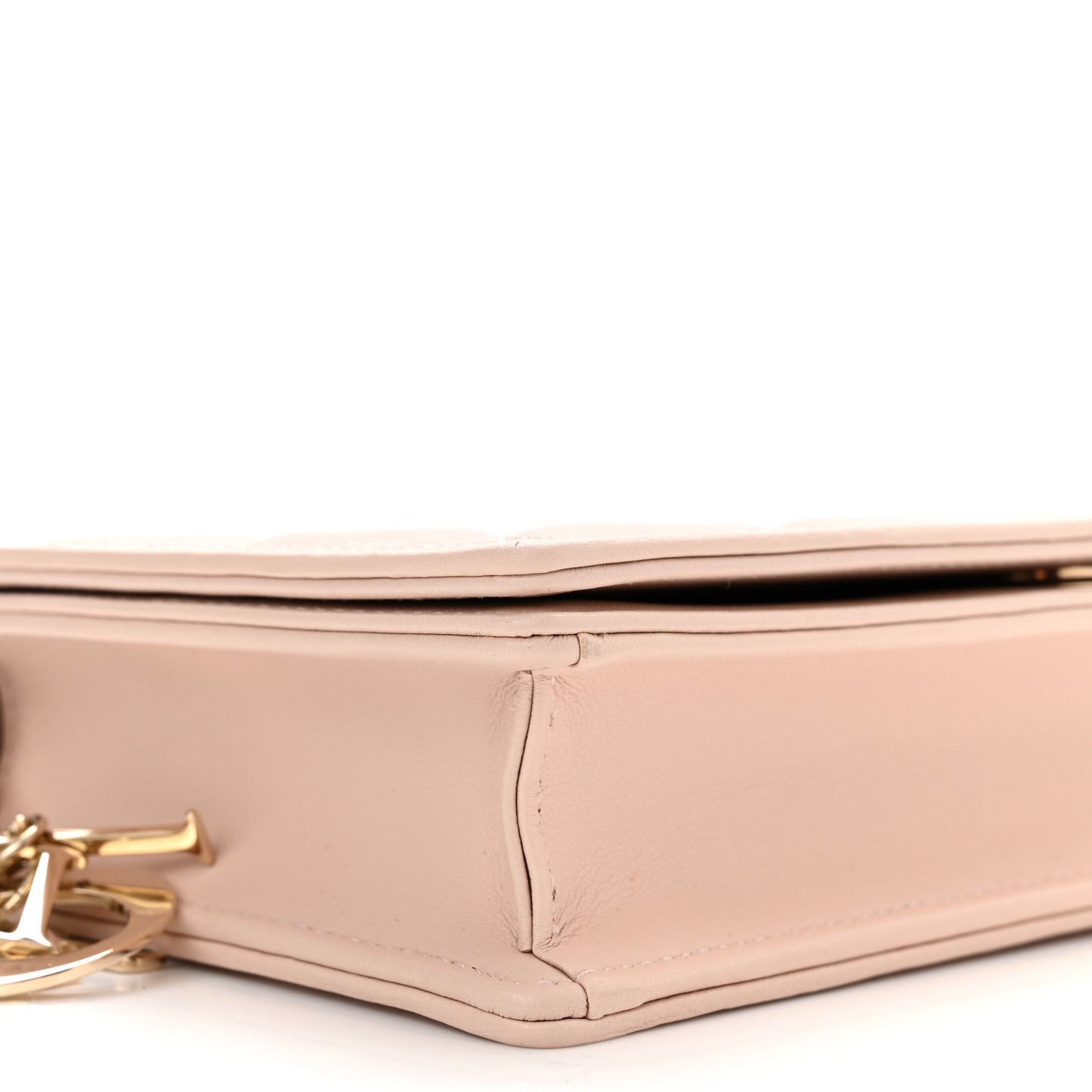 Lambskin Cannage Lady Dior Chain Wallet Beige