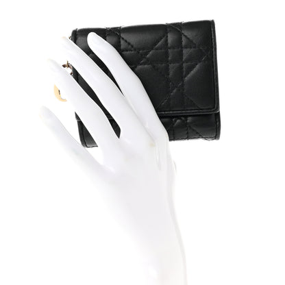 Christian Dior Lambskin Cannage Lady Dior Lotus Wallet Black 2 of 6