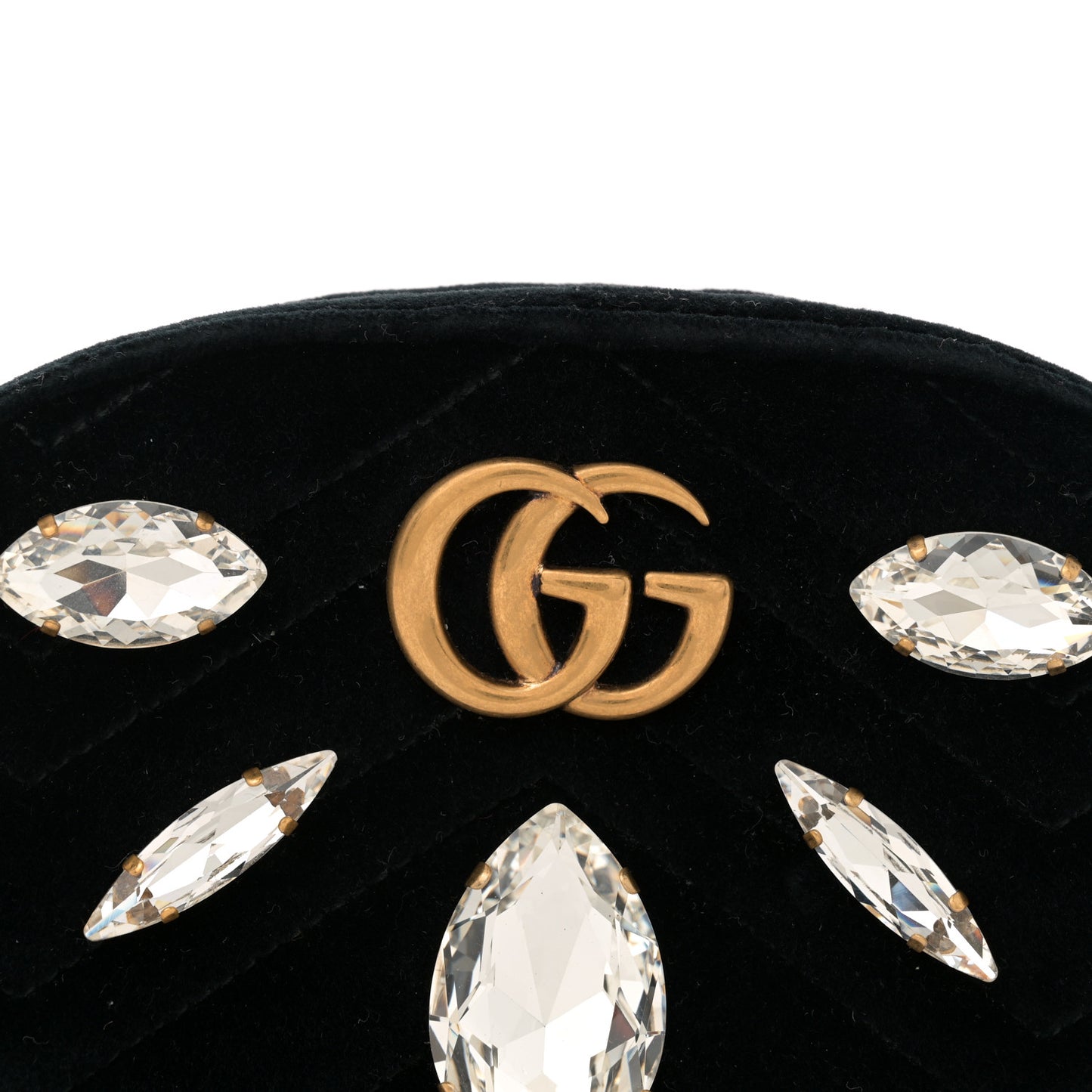 Velvet Matelasse Marquise Crystals GG Marmont Belt Bag 85 34 Black