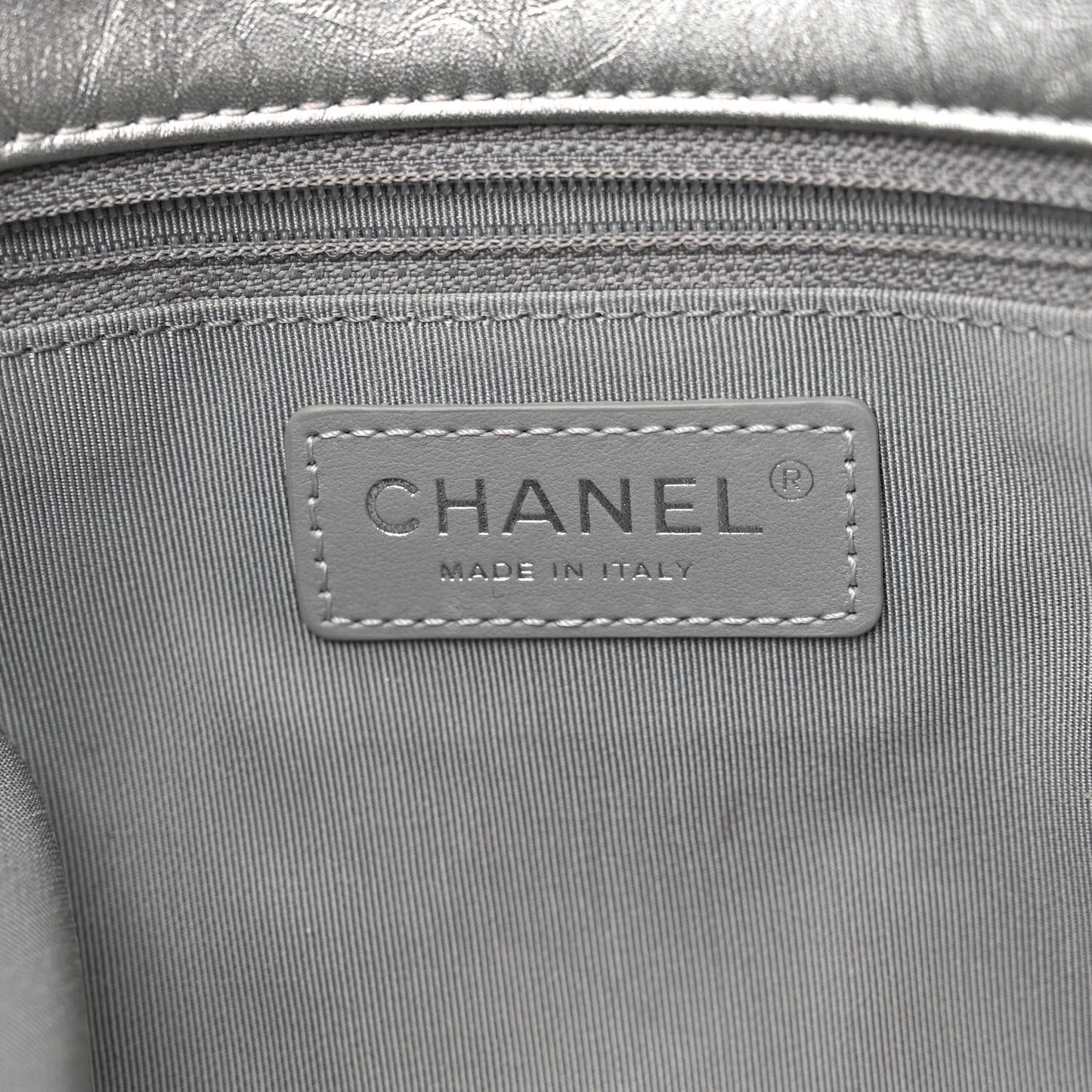 Metallic Crumpled Calfskin Big Bang Large Flap Bag Silver