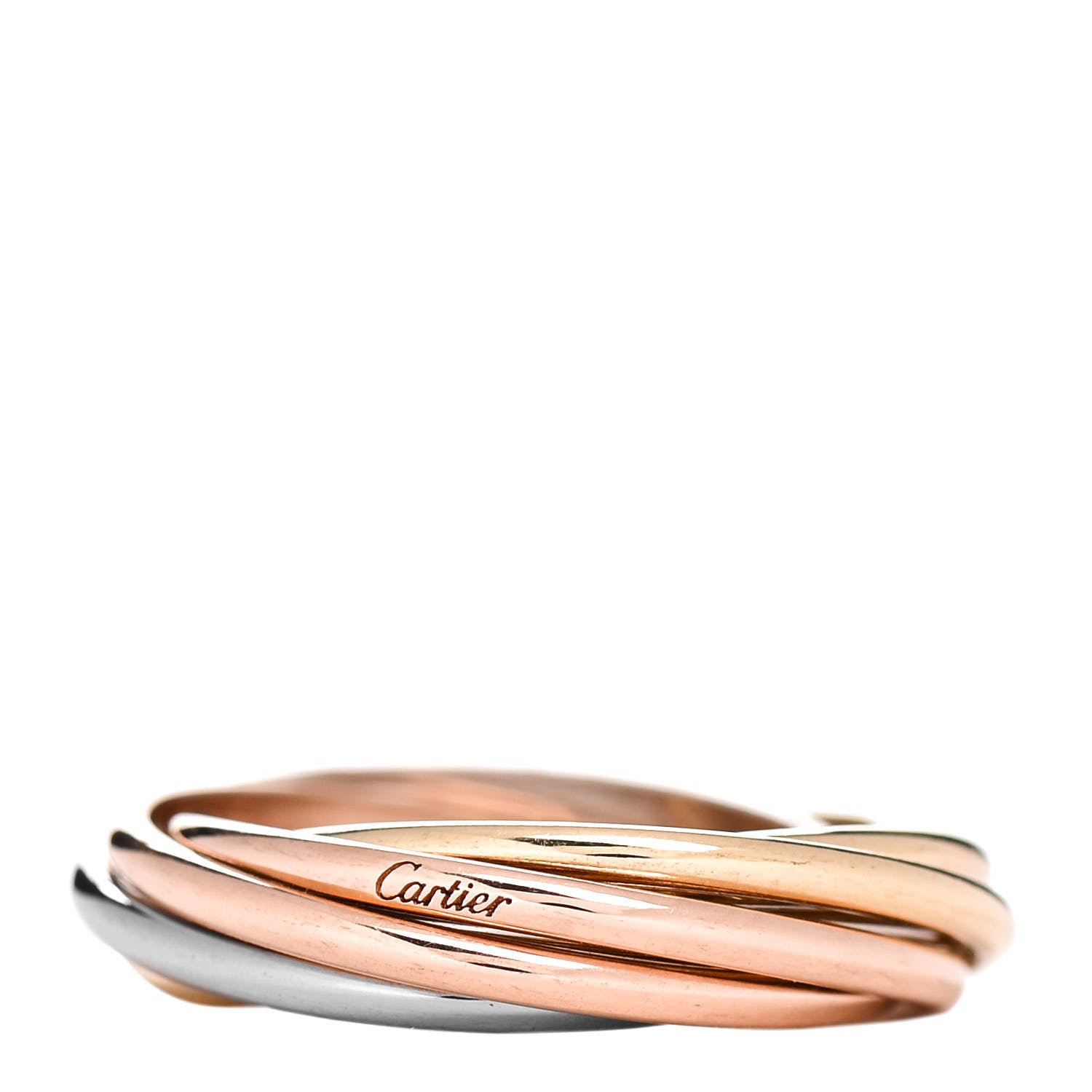 Cartier 18K Pink Yellow White Gold 7 Band Trinity Ring 48 4.5 1 of 4