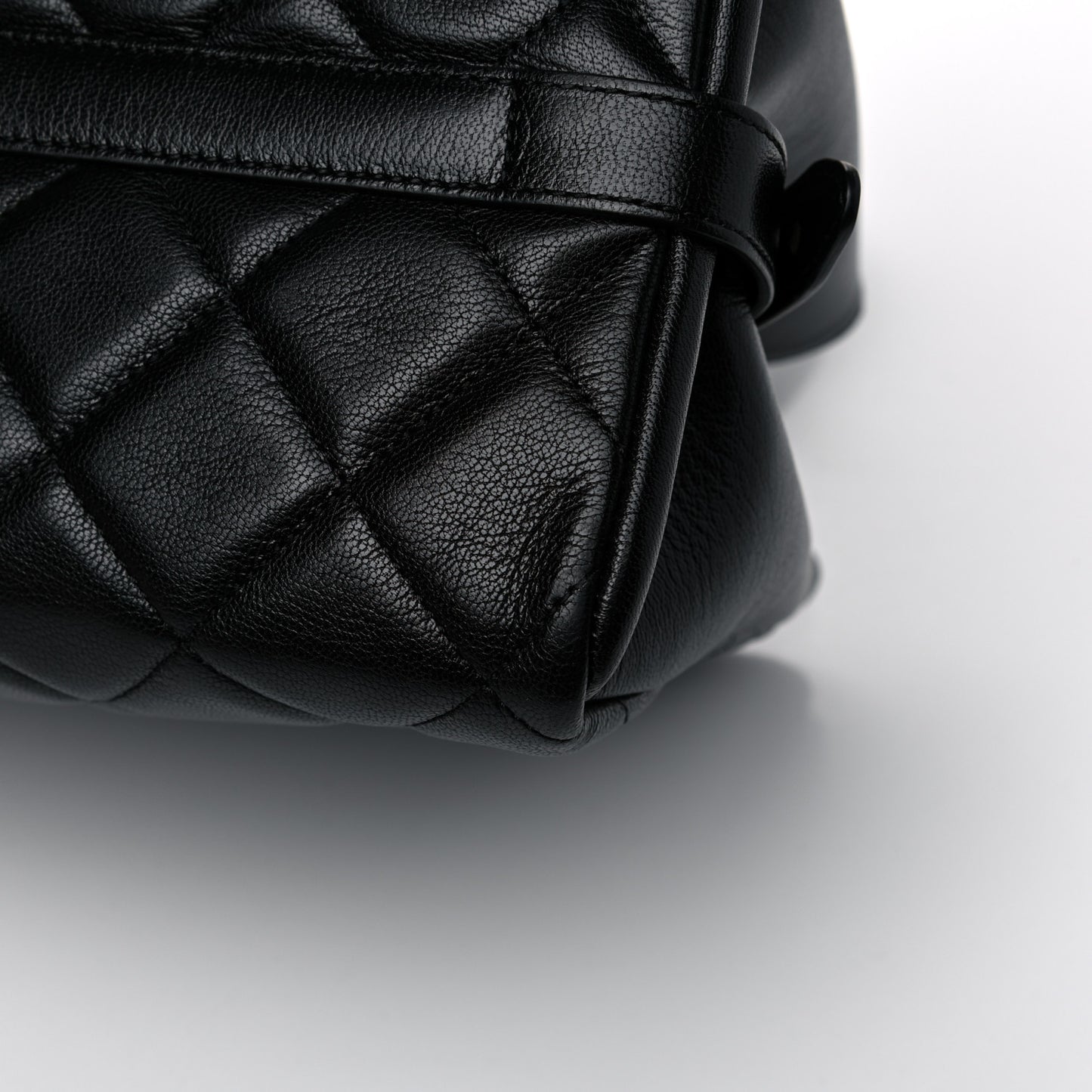 Goatskin Quilted Large City Rock Shopping Bag Black