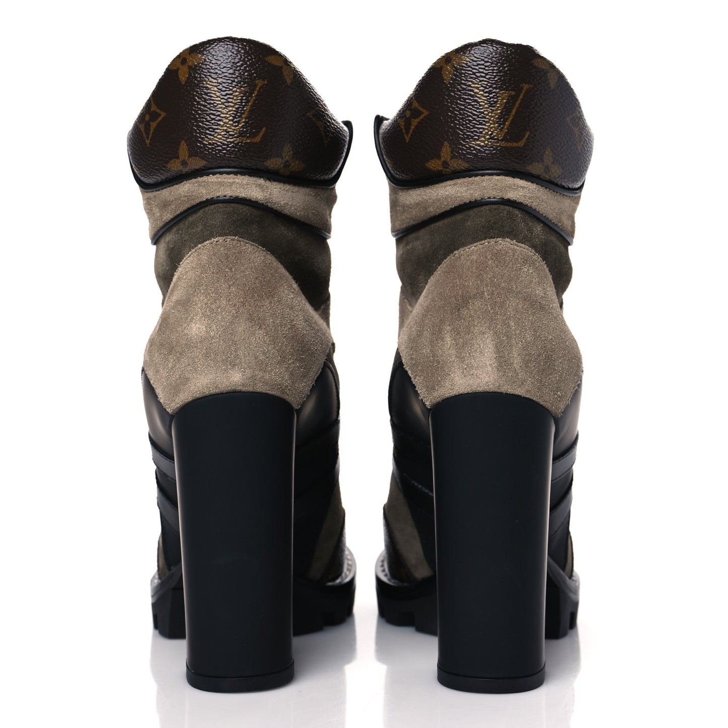 Suede Calfskin Monogram Star Trail Ankle Boots 35 Khaki