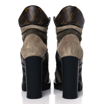 Louis Vuitton Suede Calfskin Monogram Star Trail Ankle Boots 35 Khaki 5 of 8