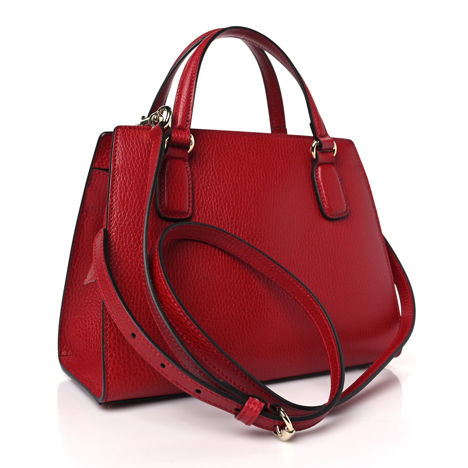 Gucci Dollar Calfskin Medium Soho Top Handle Satchel Hibiscus Red 3 of 9