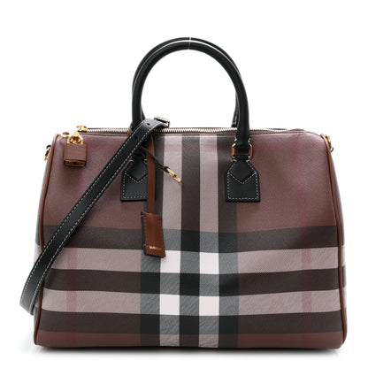 Burberry E-canvas Check Bowling Bag Dark Birch Brown 1 of 11