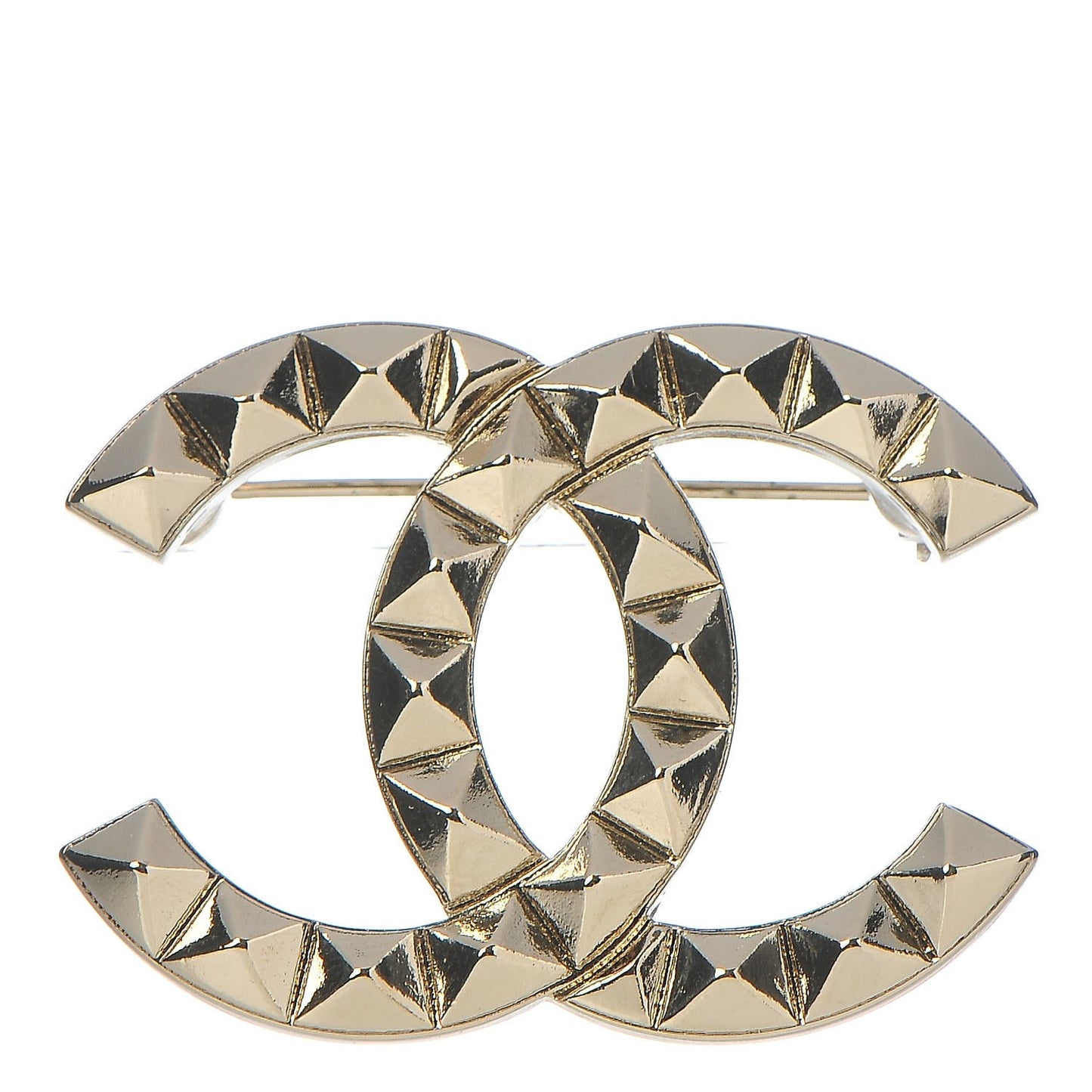 Studded CC Pin Brooch Gold