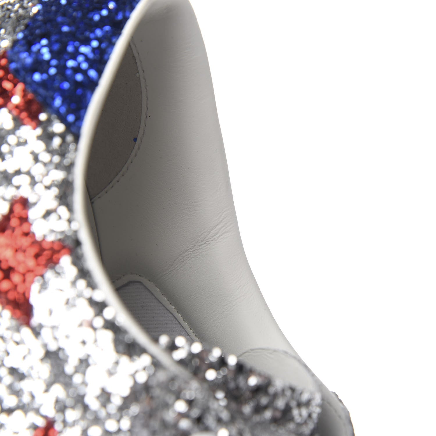Saint Laurent Calfskin Glitter Star Court Sneakers 41 Silver Red 9 of 10